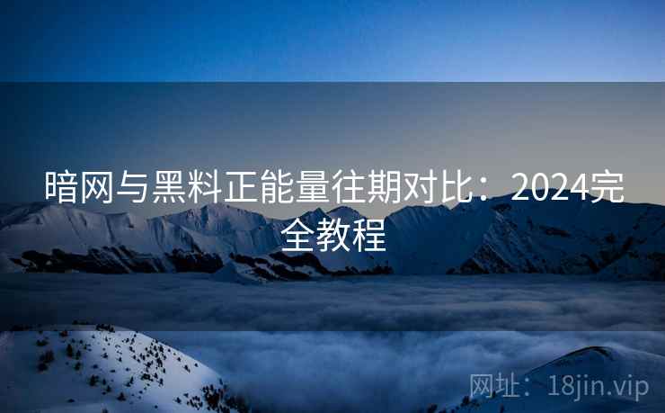 暗网与黑料正能量往期对比：2024完全教程